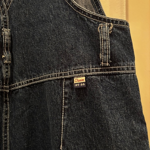 Route 66 Vintage 90's Denim Overall Long Jorts 100% Cotton Dark Wash Size M - Picture 7 of 13